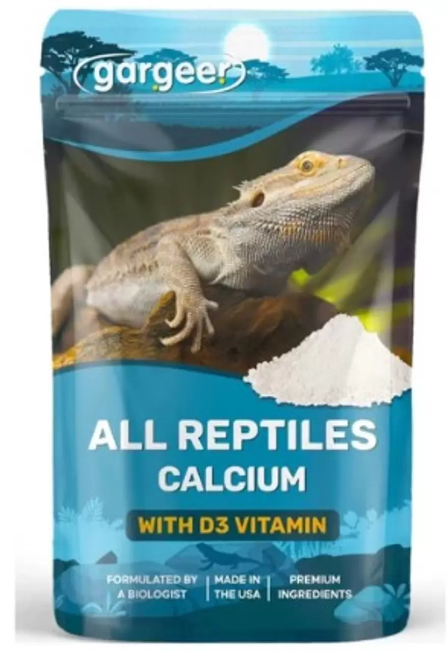 Gargeer All Reptile Calcium Powder, Phosphorus-Free Ultrafine Powder, Pure Dust WITH Vitamin D3, Ready to Use for All Reptiles, Lizards & Amphibians Supplement